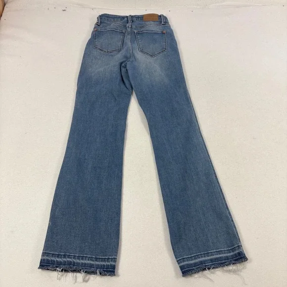 Judy Blue Flare Jeans Women Size 3 24x30 Blue Excellent Raw Hem High Rise - Picture 5 of 10